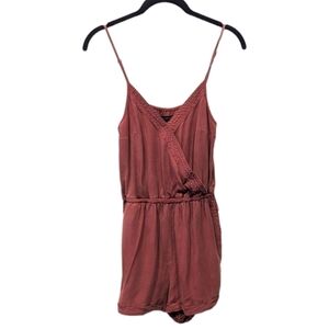 Abercrombie & Fitch Terracotta Spaghetti Strap Surplice Neckline Romper (XS)